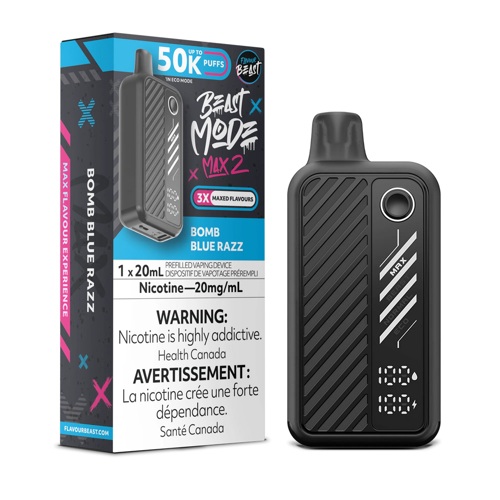 Flavour Beast Beast Mode Max 2 Disposable Vape – Bomb Blue Razz 20 mg 50000 Puffs