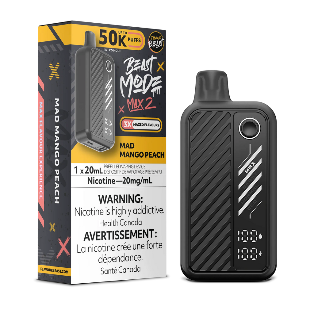 Flavour Beast Beast Mode Max 2 Disposable Vape – Mad Mango Peach 20 mg 50000 Puffs