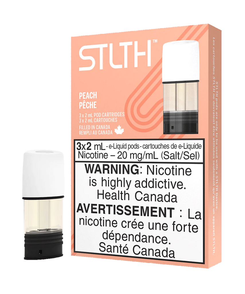 Stlth Pods Peach, featuring a juicy and sweet peach flavor.