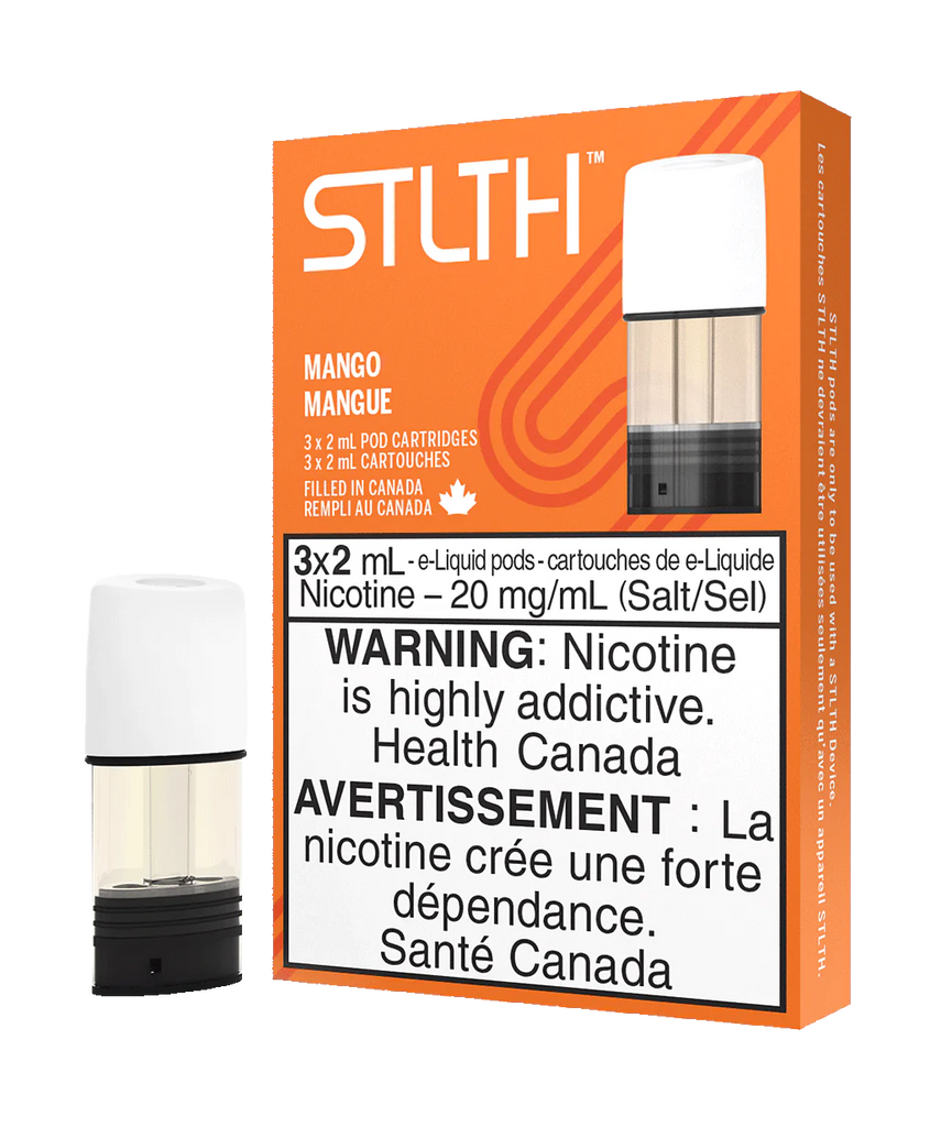 Stlth Pods Mango, featuring a juicy and tropical mango flavor.