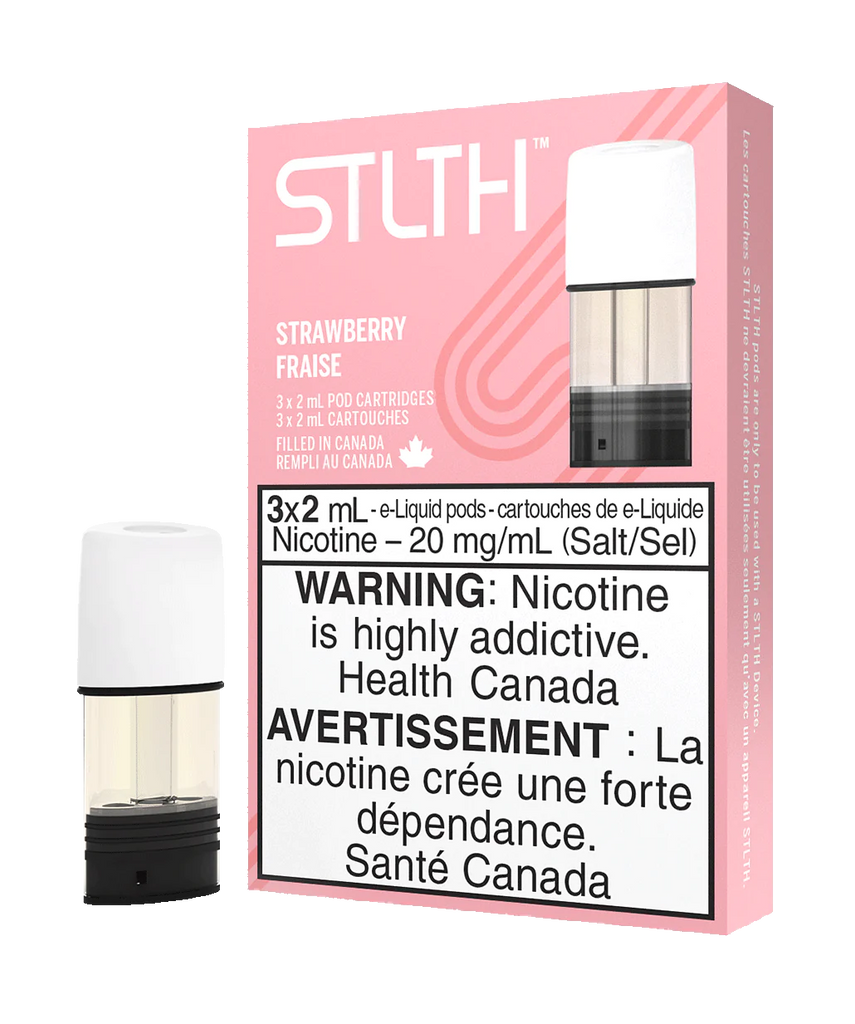 Stlth Pods Strawberry, sweet and ripe strawberry flavor for a smooth vape.