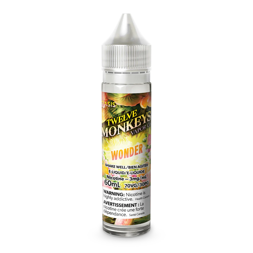 Wonder - 12 Monkeys Oasis Collection Freebase E-Liquid - Exotic and Refreshing Fruits Vape Juice - 60ml - Vape Cave